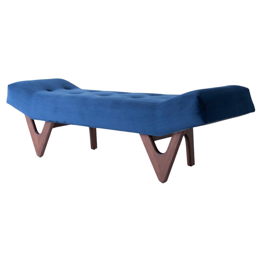 CraftAssociates Bench, Alaska Modern Upholstered Bench, Walnut For Sale
