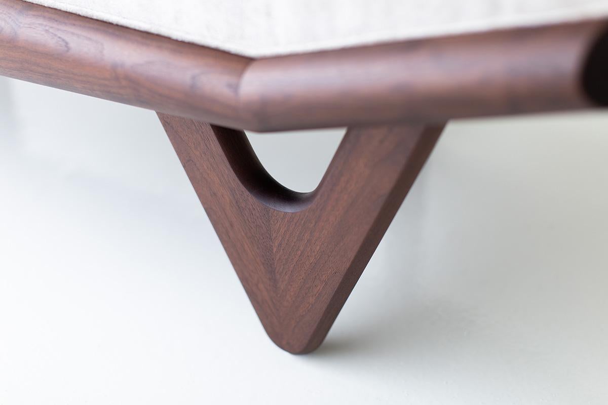 Hand-Crafted CraftAssociates Bench,  Alaska Modern Wood Bench, Walnut, Upholstered For Sale