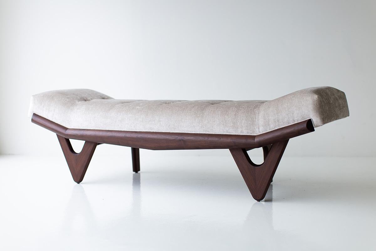 CraftAssociates Bench,  Alaska Modern Wood Bench, Walnut, Upholstered For Sale 3