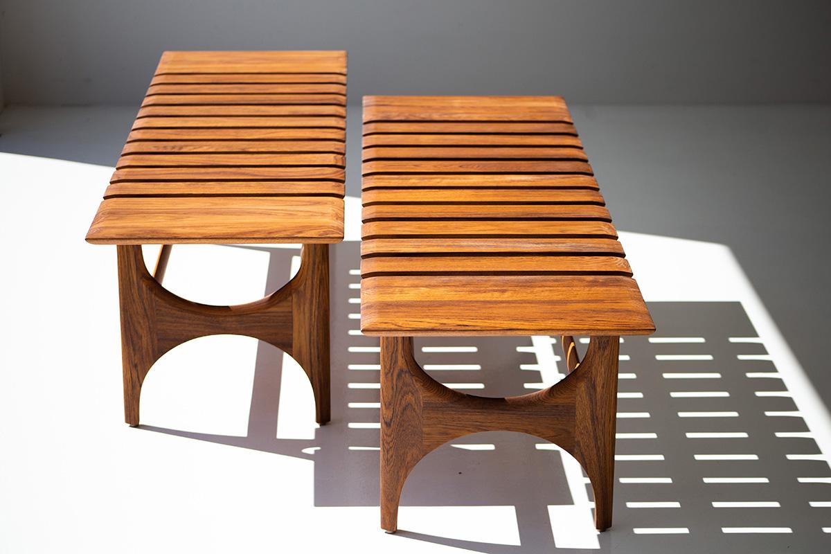 CraftAssociates Bancos, ETA Banco de madera, teca, listones Moderno en venta