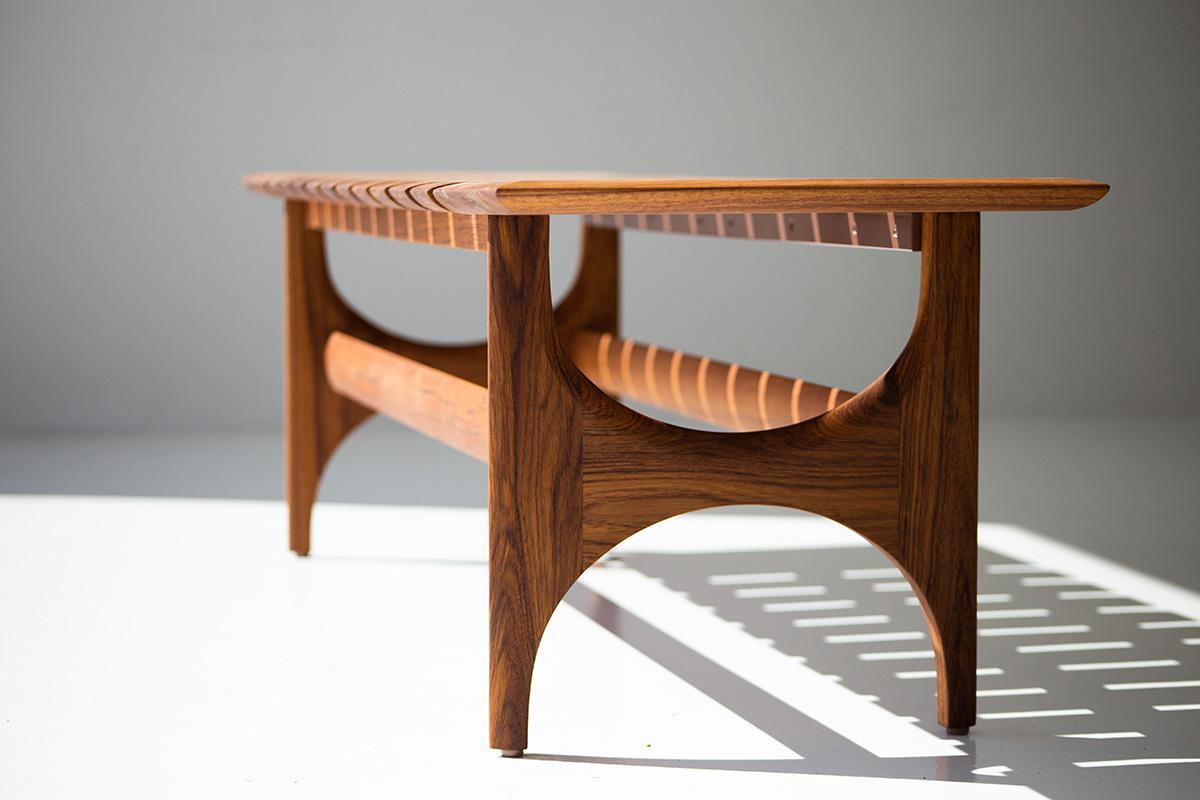 CraftAssociates Bancos, ETA Banco de madera, teca, listones Siglo XXI y contemporáneo en venta