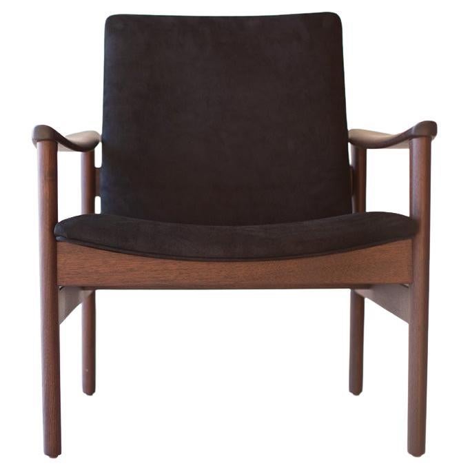 CraftAssociates-Stuhl, Peabody-Stuhl aus Nussbaumholz, Beistellstuhl, Leder