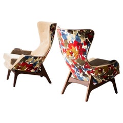 CraftAssociates-Stühle, moderne Loungesessel mit Blumenmuster, Ohrensessel, Mohair-Ohrensessel