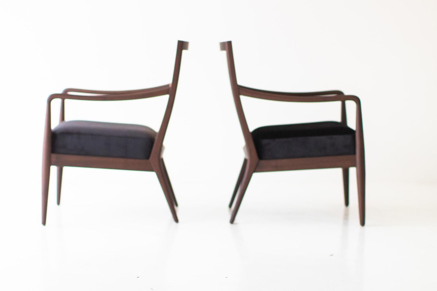 CraftAssociates Chairs, Peabody Modern Cane Back Chairs, Black, Walnut

These Peabody Cane Back Chairs in black are handcrafted in solid walnut and fur. However, each is made to order. Wood species and fabric can be customized. Craft Associates has