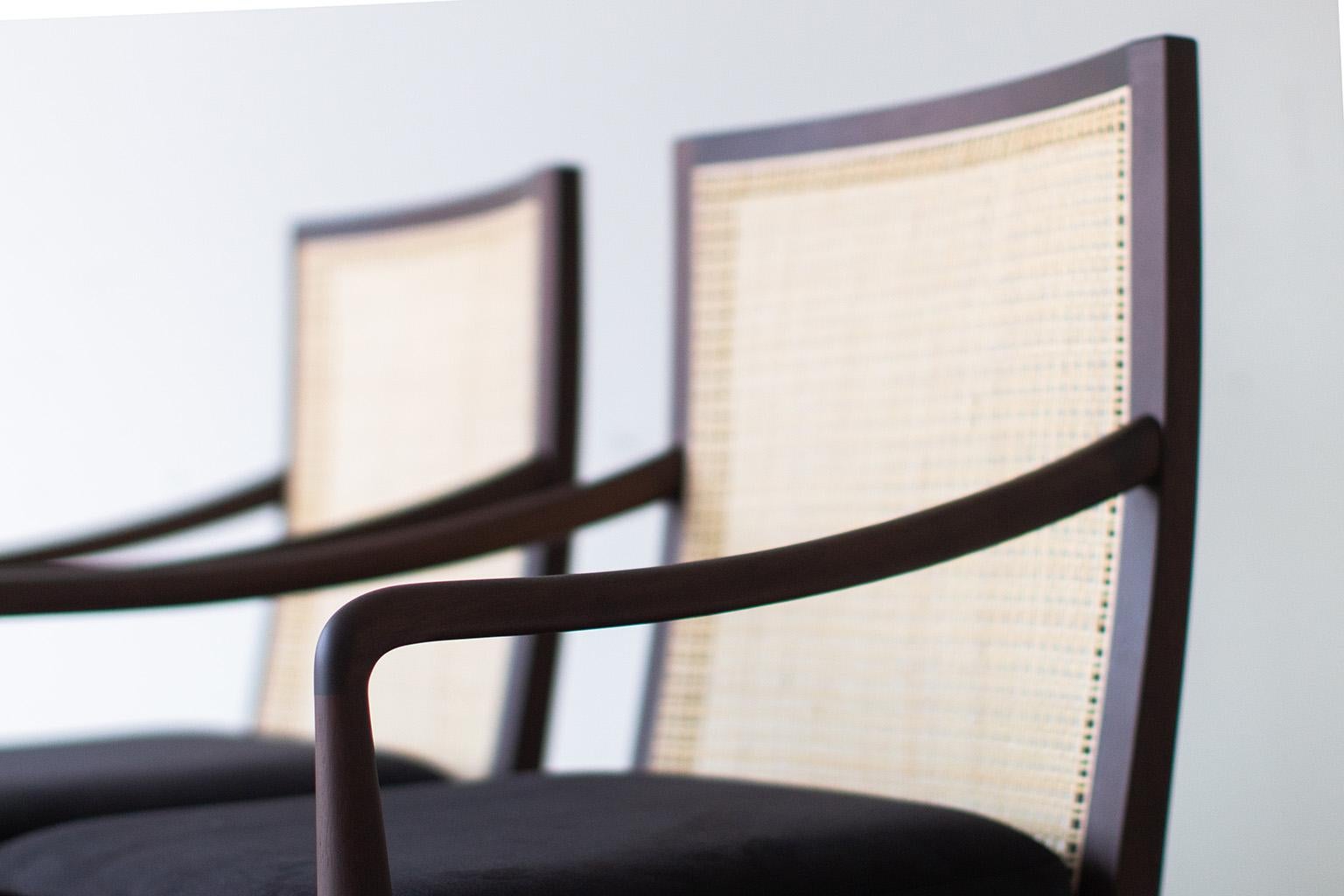 American CraftAssociates Chairs, Peabody Modern Cane Back Chairs, Black, Walnut For Sale