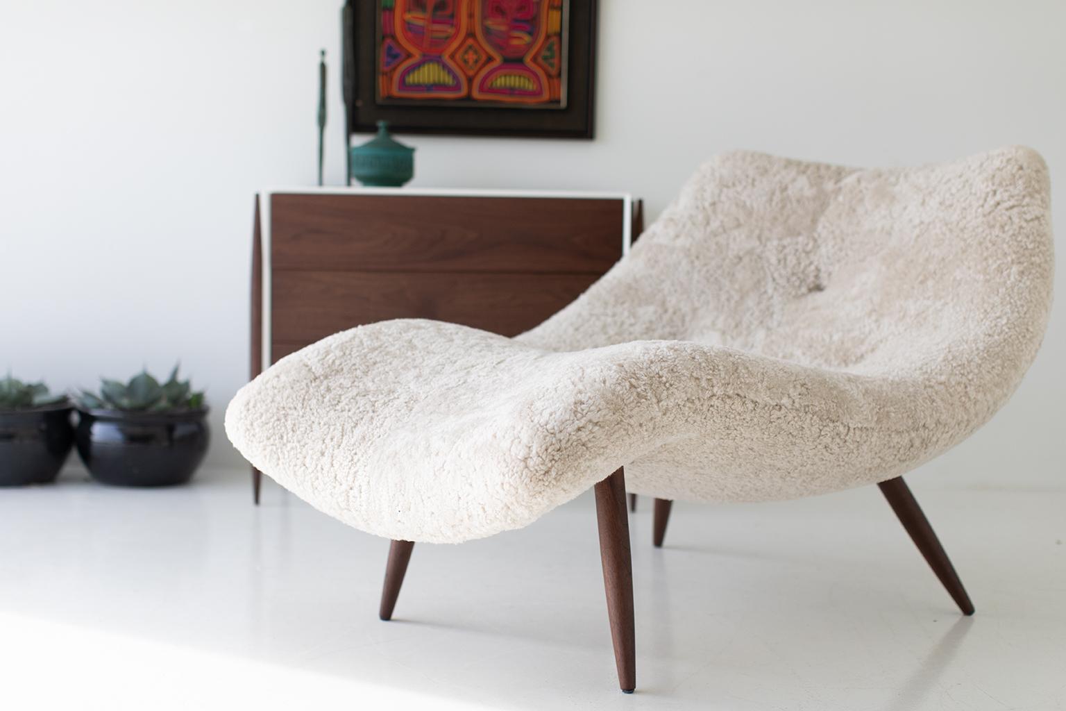 CraftAssociates Chaises, Chaise Lounge Contour Mid Century Modern, Pelliccia, Pelle in vendita 1