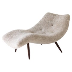 CraftAssociates Chaises, Contour Mid Century Modern Chaise Lounge, Fur, Leather