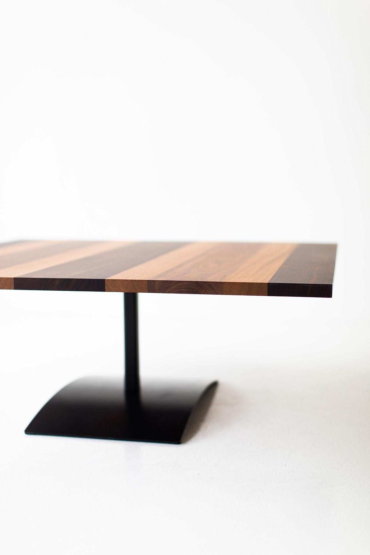 Modern CraftAssociates Coffee Tables, Milo Baughman Pedestal Coffee Table, Striped Top For Sale