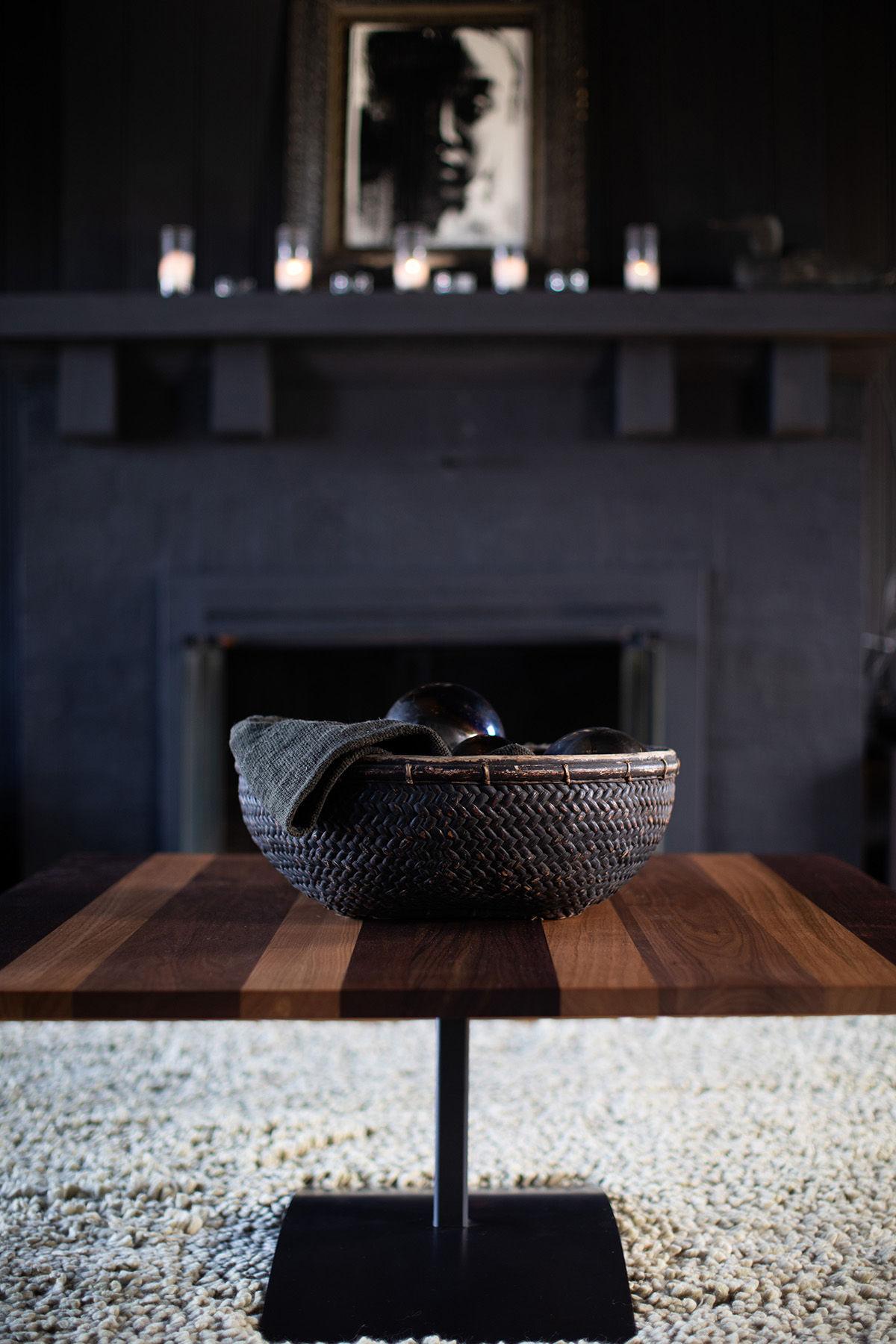 American CraftAssociates Coffee Tables, Milo Baughman Pedestal Coffee Table, Striped Top For Sale
