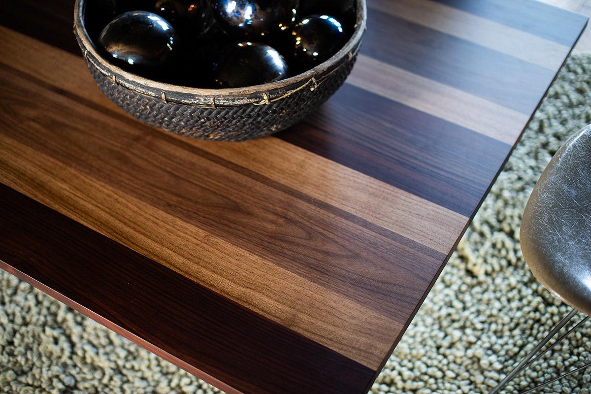 Contemporary CraftAssociates Coffee Tables, Milo Baughman Pedestal Coffee Table, Striped Top For Sale