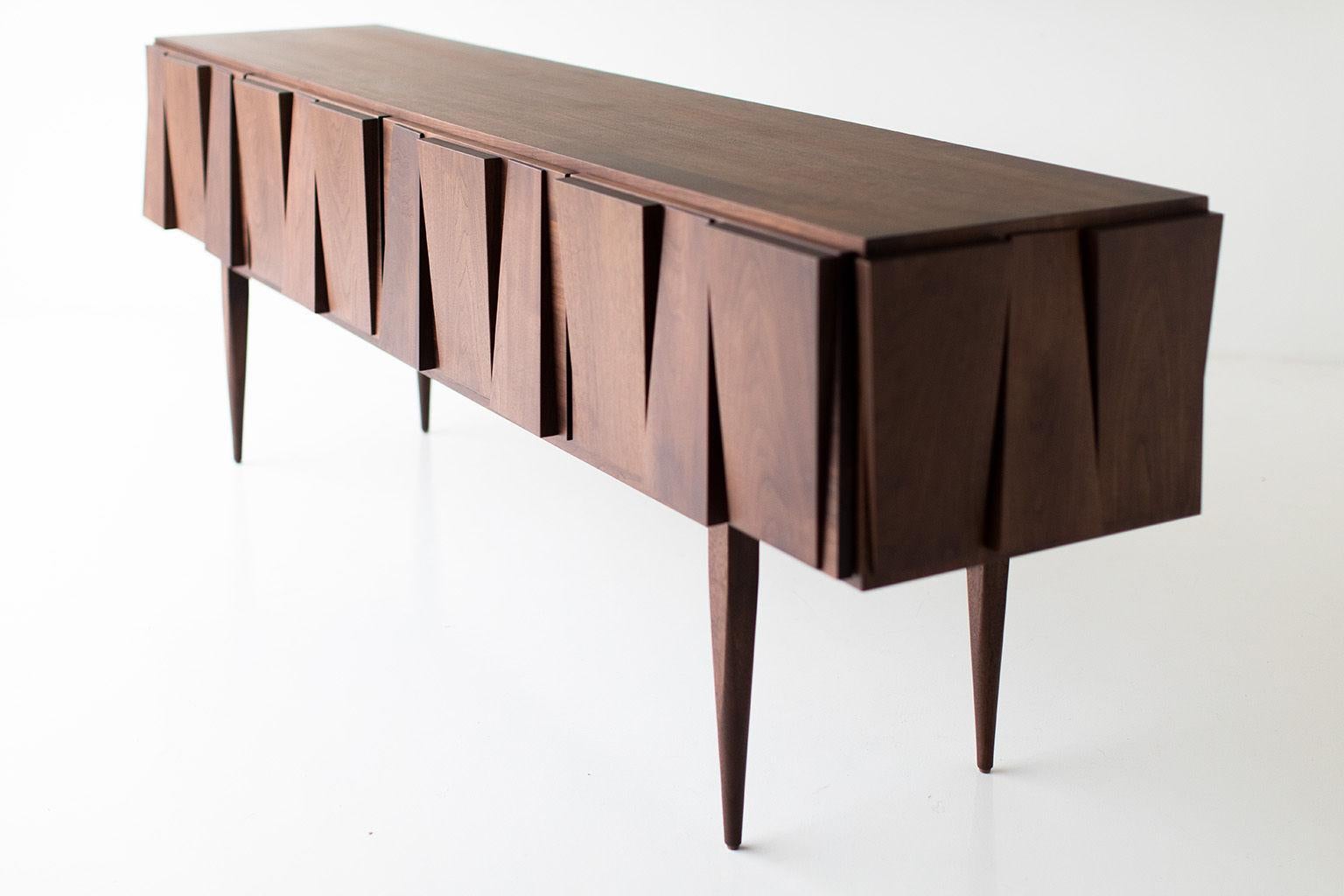 Wood Craftassociates Console, Modern Console Table, Walnut, Cambre Collection For Sale