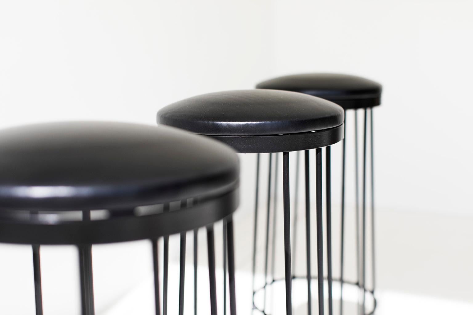 CraftAssociates Counter Height Stool, Modern counter height stool, metal, leather

These metal counter height stools in Leather for Craft Associates Furniture are expertly handcrafted in wrought iron and leather. Each chair base is constructed by