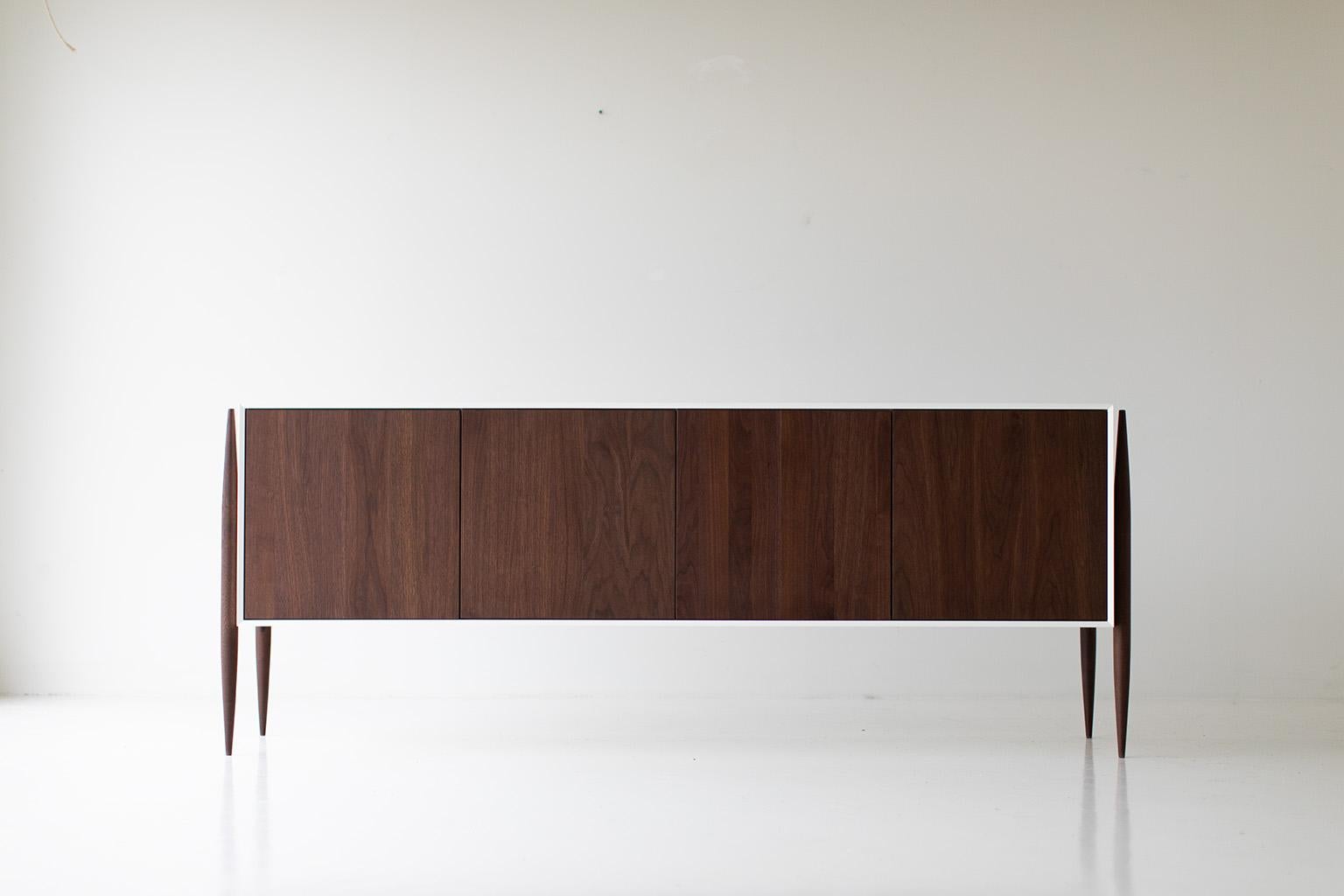 Craftassociates Credenza, Cambre Modern Credenza, Walnut and Maple, White

This modern walnut credenza from the Cambre Collection for Craft Associates Furniture is expertly crafted. The legs and door fronts are constructed by artisans from solid