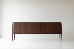 Craftassociates Credenza, Cambre Modern Credenza, Walnut and Maple, White