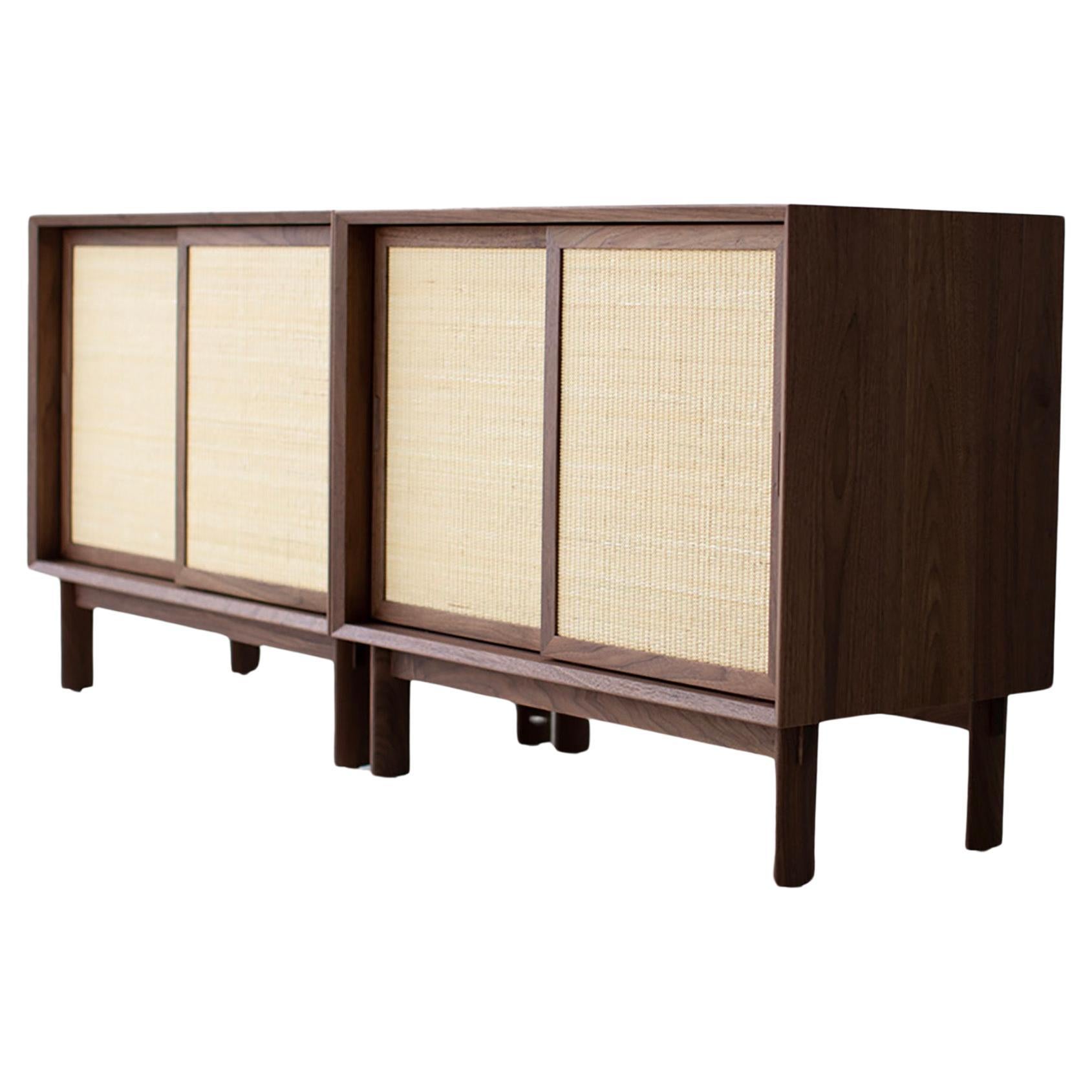 CraftAssociates Credenza, Peabody Modern Walnut Credenza, Cane