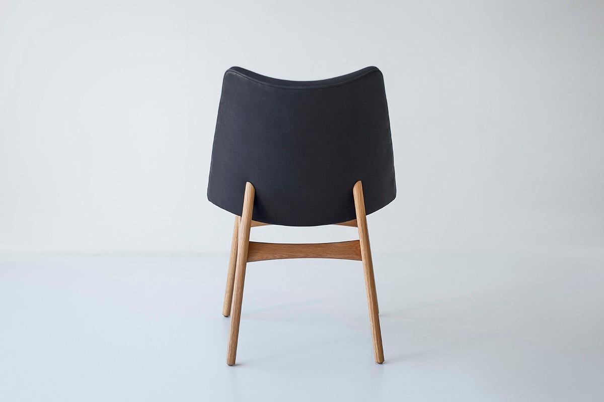 CraftAssociates Chaise de salle à manger, Craft Scoop Chaise d'appoint pour salle à manger, cuir Oak Oak blanc en vente 2