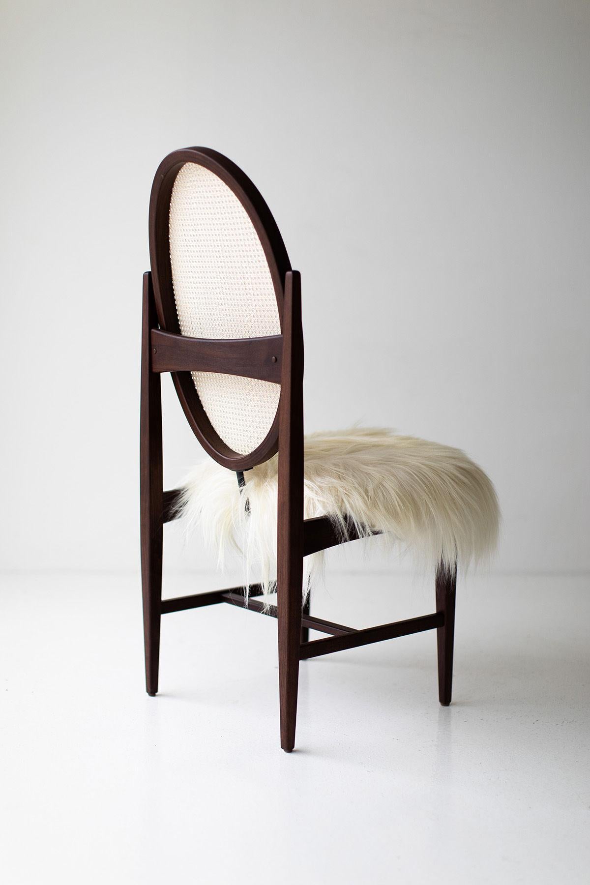 Modern CraftAssociates Dining Chair, Milo Baughman Dining Chairs, Oval, Cane, Walnut For Sale