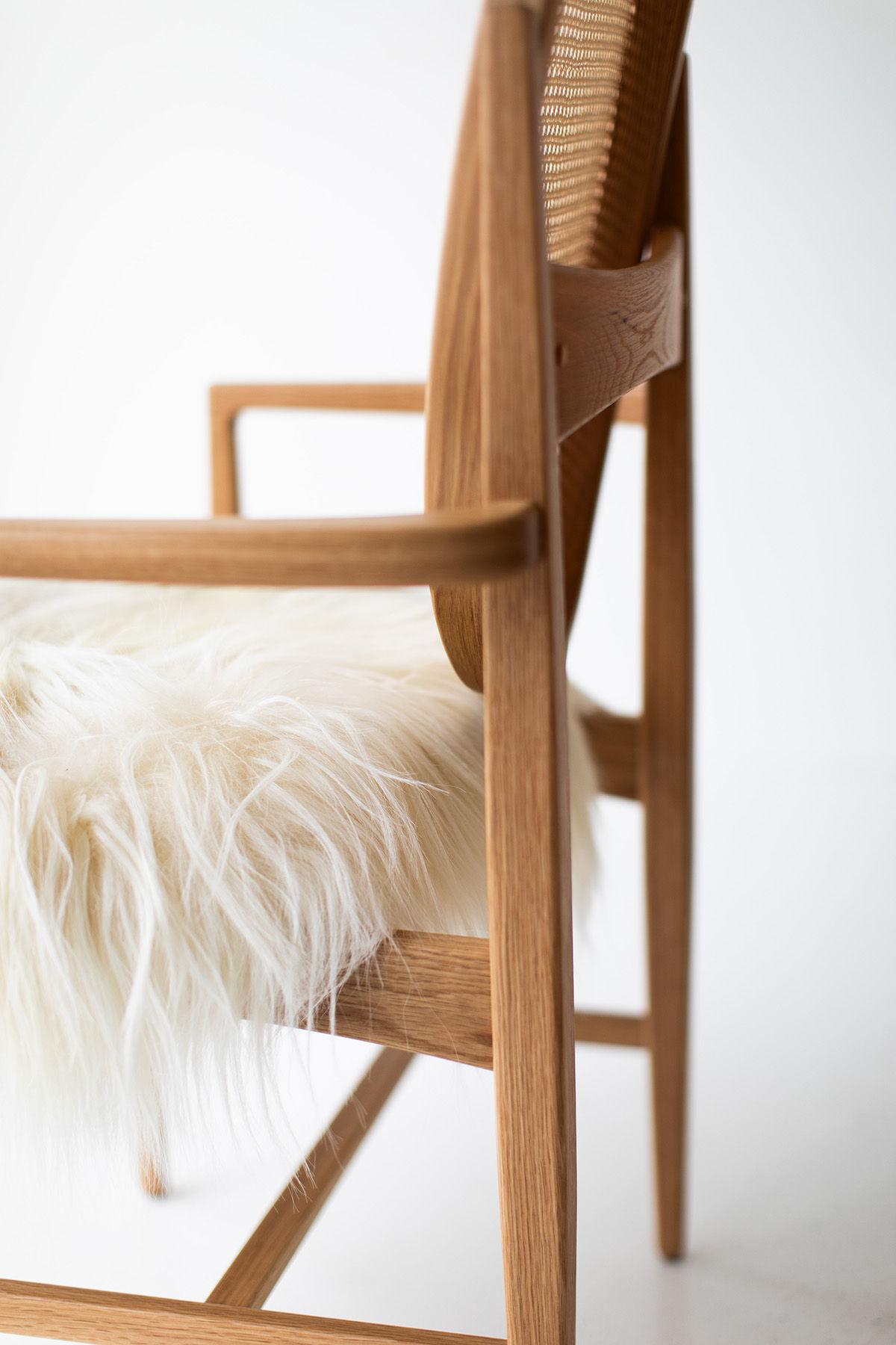 CraftAssociates Dining Chairs, Baughman Armchair, Oak, Caneback, Oval

The Milo Baughman Oval Cane Back White Oak Arm Chair for Craft Associates® Furniture is expertly crafted.These are a licensed reintroduction from Craft Associates. The chairs are