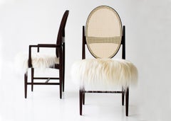 CraftAssociates Dining Chairs, Milo Baughman Cane Dining Chair, Walnut