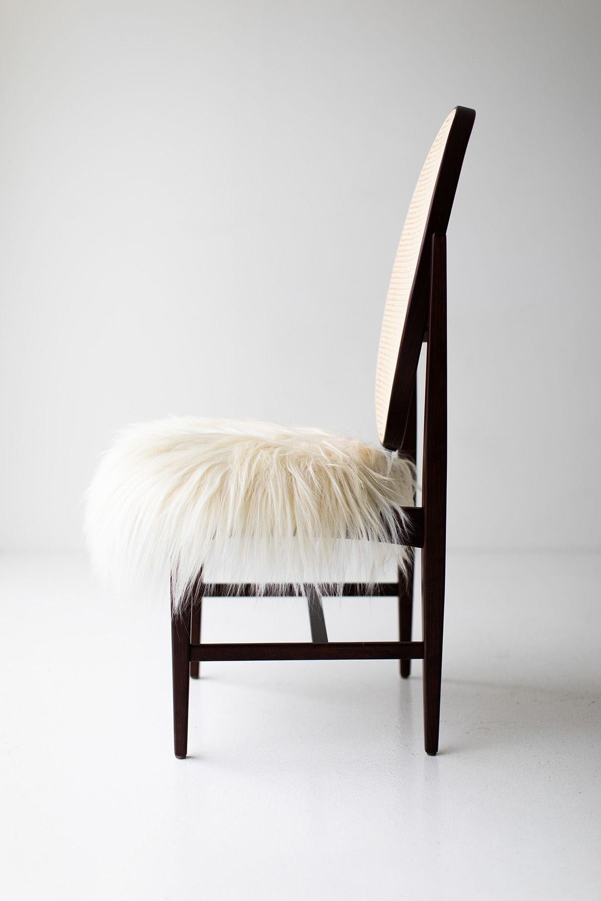 American CraftAssociates Dining Chairs, Milo Baughman Cane Dining Chair, Walnut For Sale