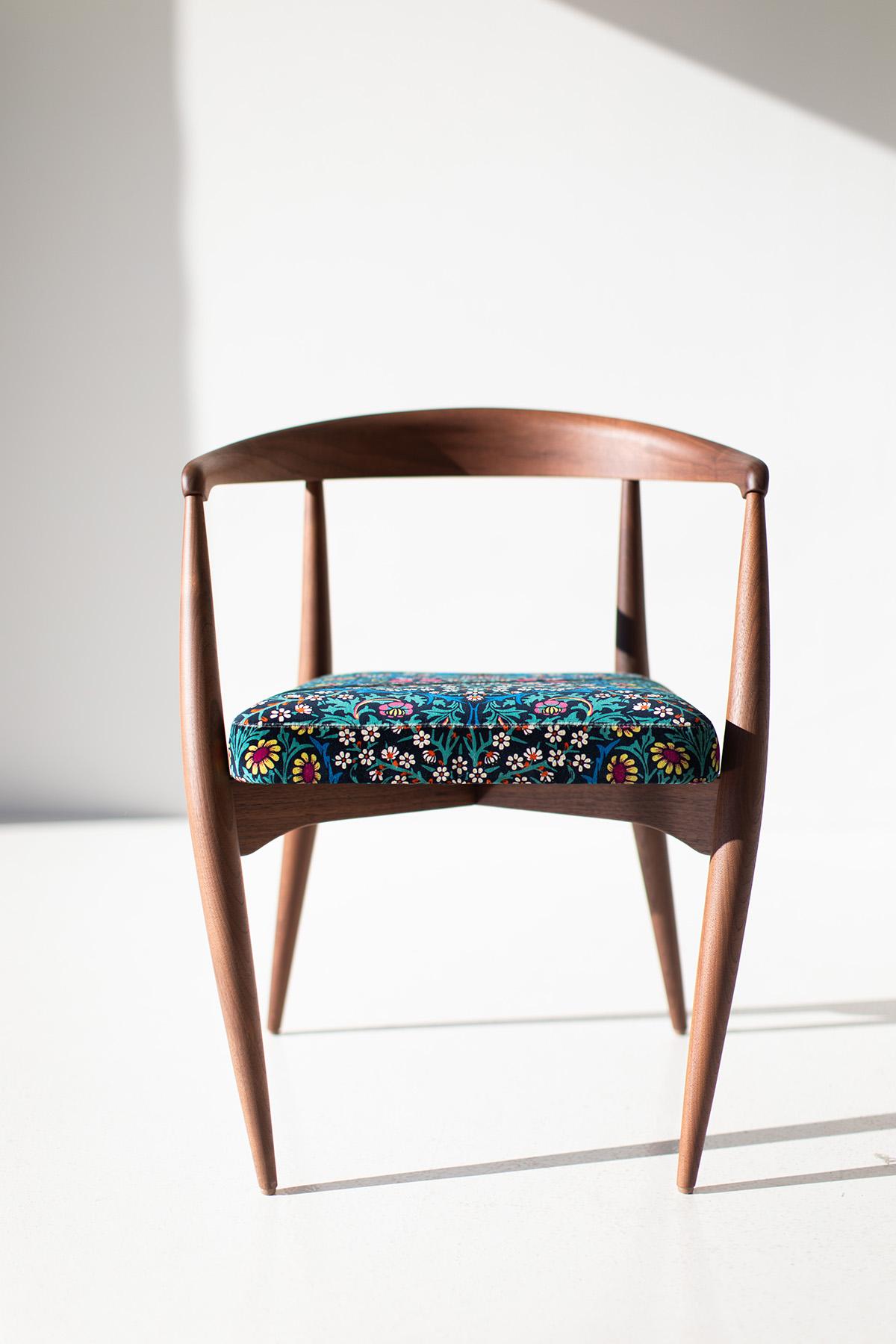 CraftAssociates Dining Chairs, Peabody Modern Wood Dining Chair, Walnut

These Lawrence Peabody Dining Arm Chair P-1708 for Craft Associates Furniture are expertly hand crafted and upholstered. These Peabody chairs are licensed reintroductions for