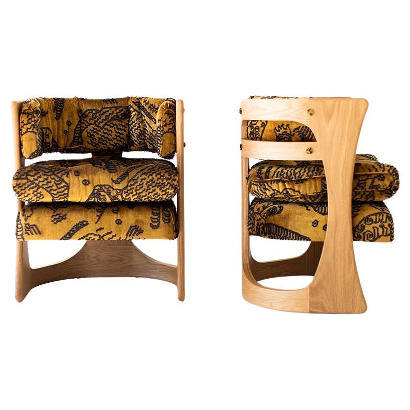 Chaises de salle à manger CraftAssociates, chaises de salle à manger Barricas modernes en chêne, tapissées