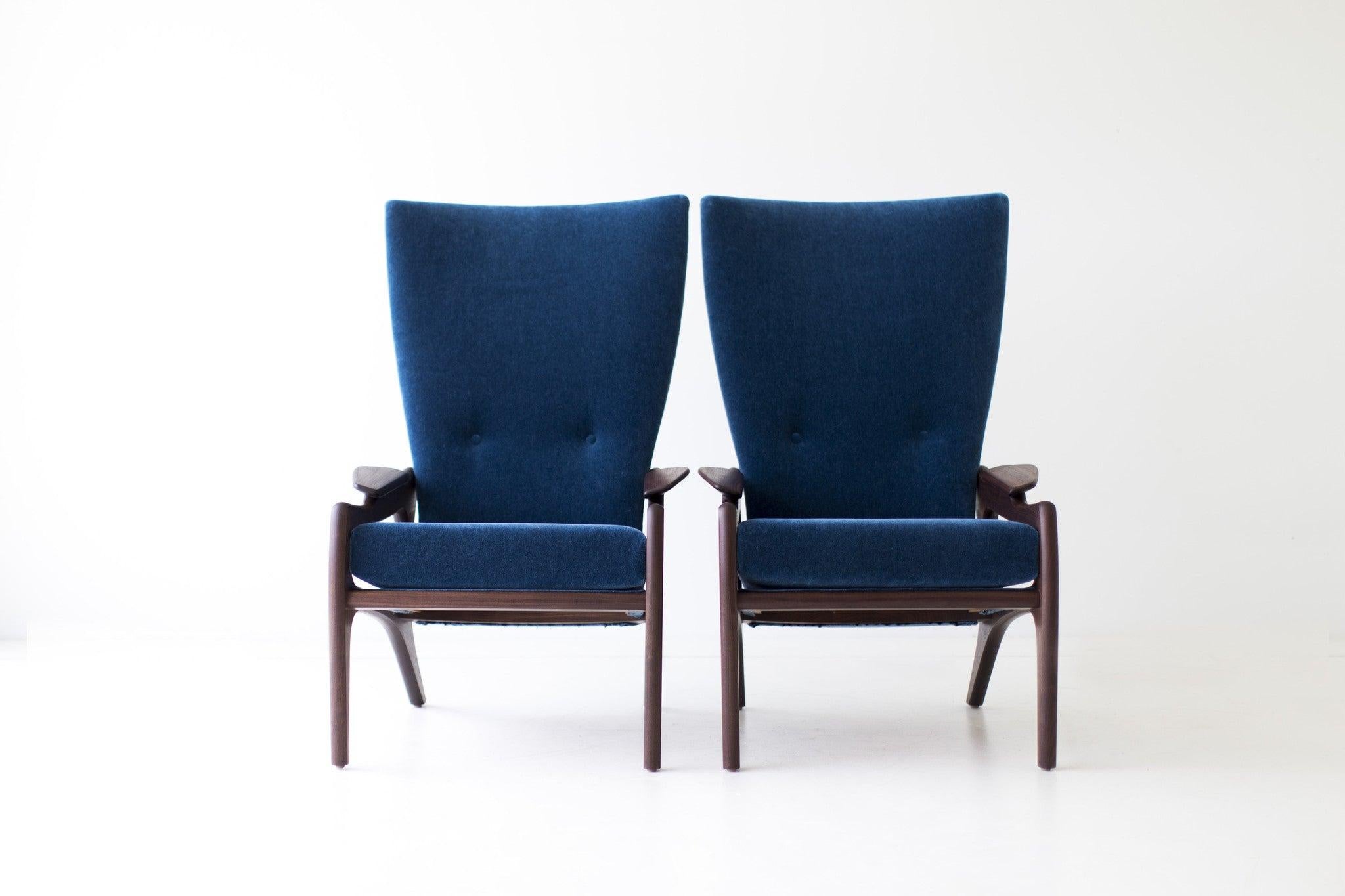 CraftAssociates Lounge Chairs, Hillsdale Mid Century Modern Chairs, Walnut, High For Sale 1