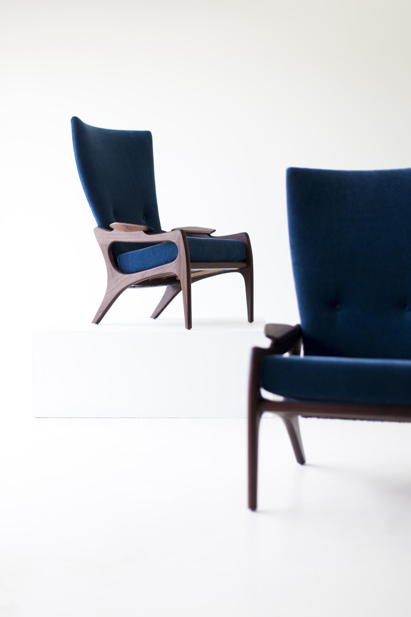 American CraftAssociates Lounge Chairs, Hillsdale Mid Century Modern Chairs, Walnut, High For Sale