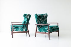 CraftAssociates Lounge Chairs, Peabody Mid-Century Modern Lounge Chairs, Walnut