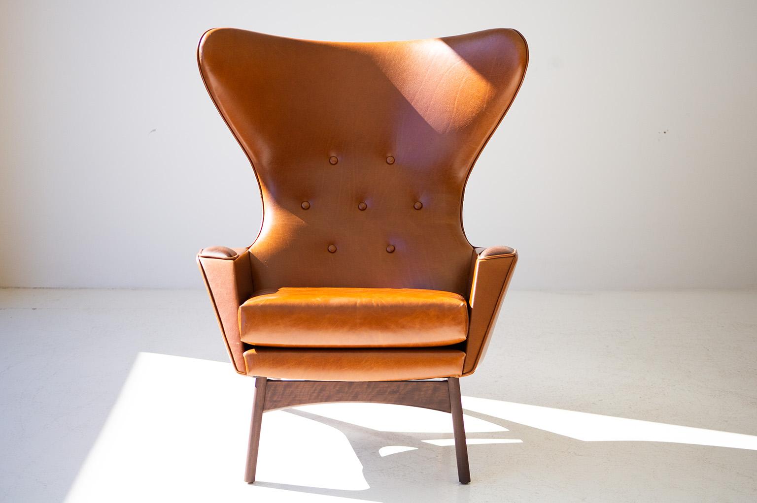 CraftAssociates Lounge Chairs, Vadar Modern Leather Lounge Chair, Wingback

These wing chairs are expertly crafted and upholstered. This wing chair represents the largest lounge chair of our collection. Each chair boasts hand cut high-density foam