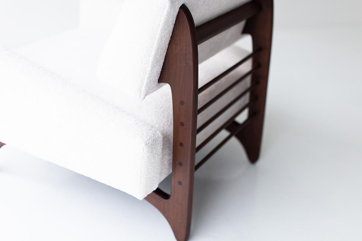 Modern CraftAssociates Lounge Chairs, Vancouver Lounge Chairs, White Velvet and Walnut For Sale