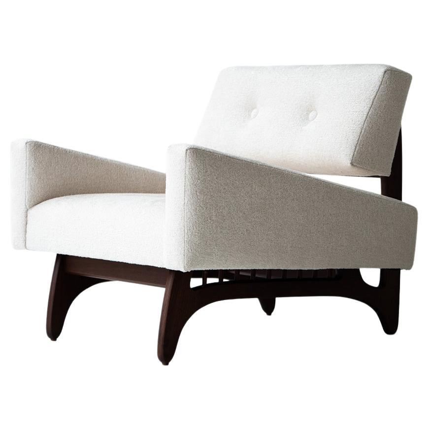 CraftAssociates Lounge Chairs, Vancouver Lounge Chairs, White Velvet and Walnut For Sale