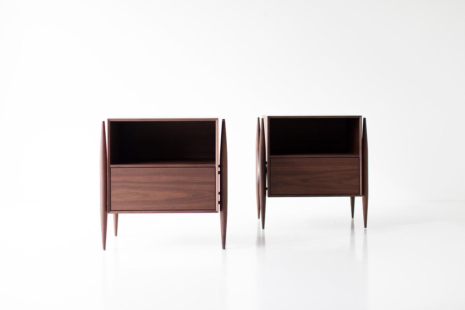 CraftAssociates Nightstand, Cambre Modern Walnut Nightstand

These Laura Trenchard modern nighstands - Cambre Collection for Craft Associates Furniture are expertly crafted. The legs and door fronts are constructed by artisans from solid walnut. The