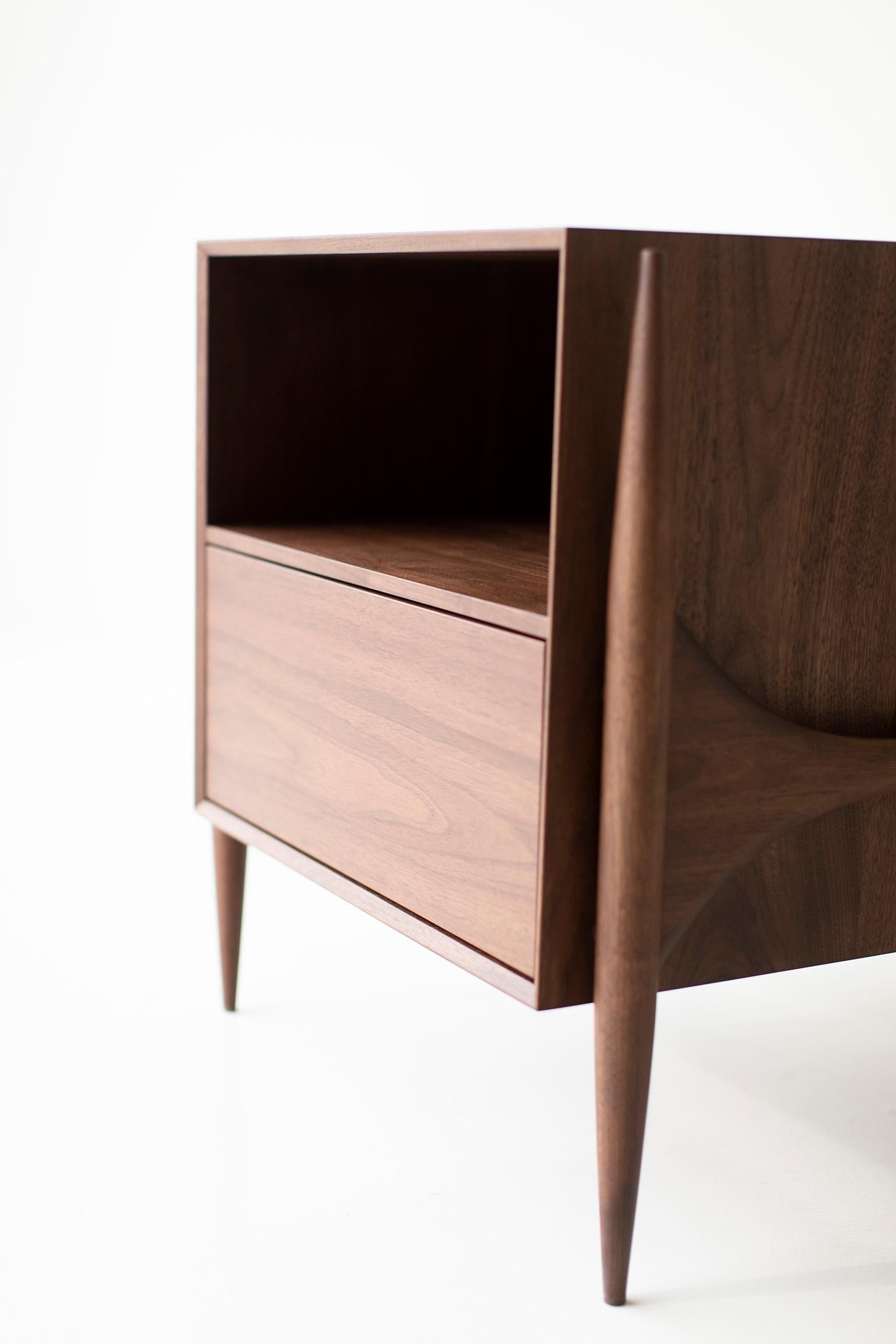 Hand-Crafted CraftAssociates Nightstand, Cambre Modern Walnut Nightstand For Sale