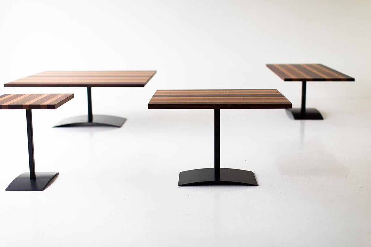 American CraftAsssociates Tables, Milo Baughman Cigarette Table, Striped Top For Sale
