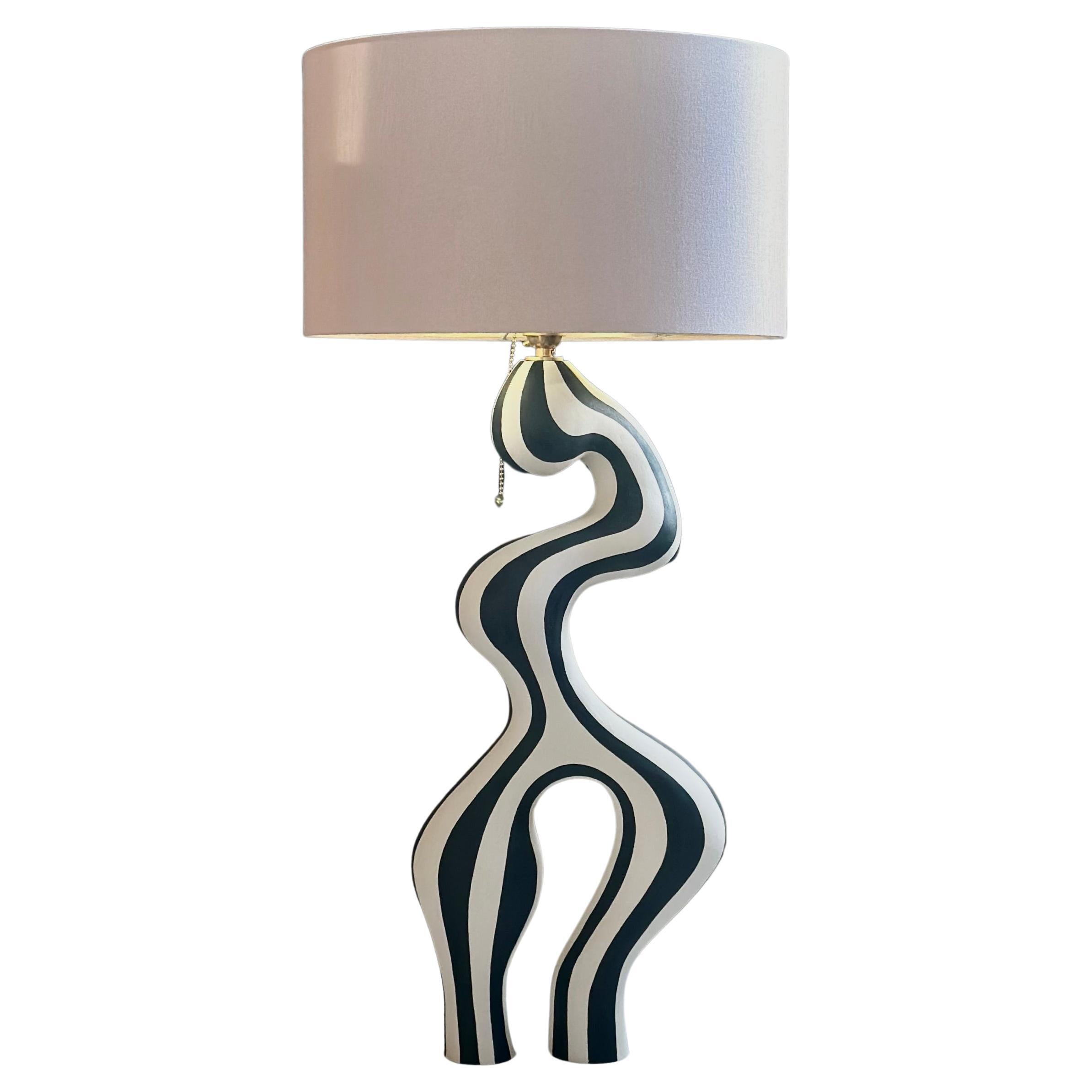 Crafted by hand: ceramic table lamp by Norwegian artist Jossolini For Sale