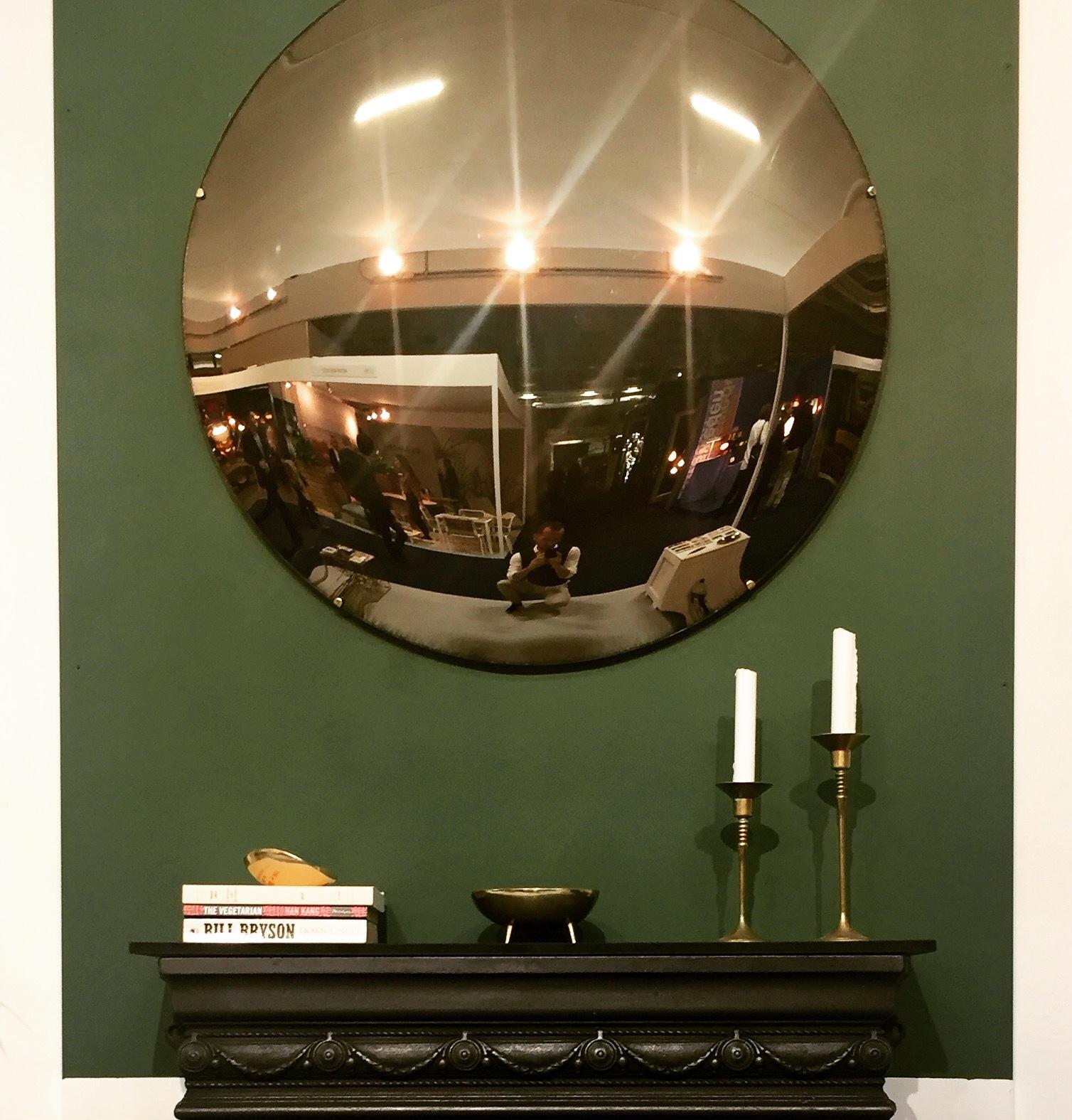 Organic Modern Orbis™ Convex Bronze Tinted Round Frameless Mirror with Brass Clips - Large