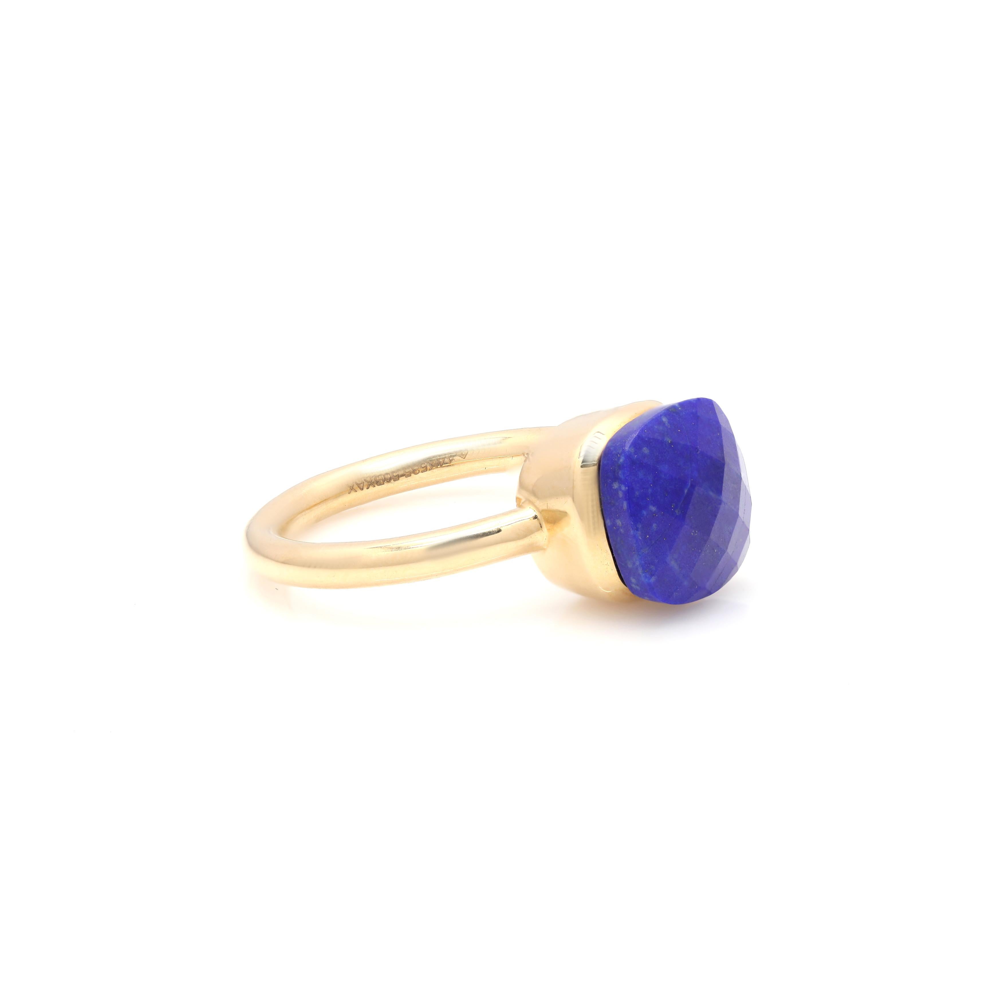 For Sale:  6.9 Carat Cushion Lapis Lazuli Ring in 14k Solid Yellow Gold Mens Jewelry 2