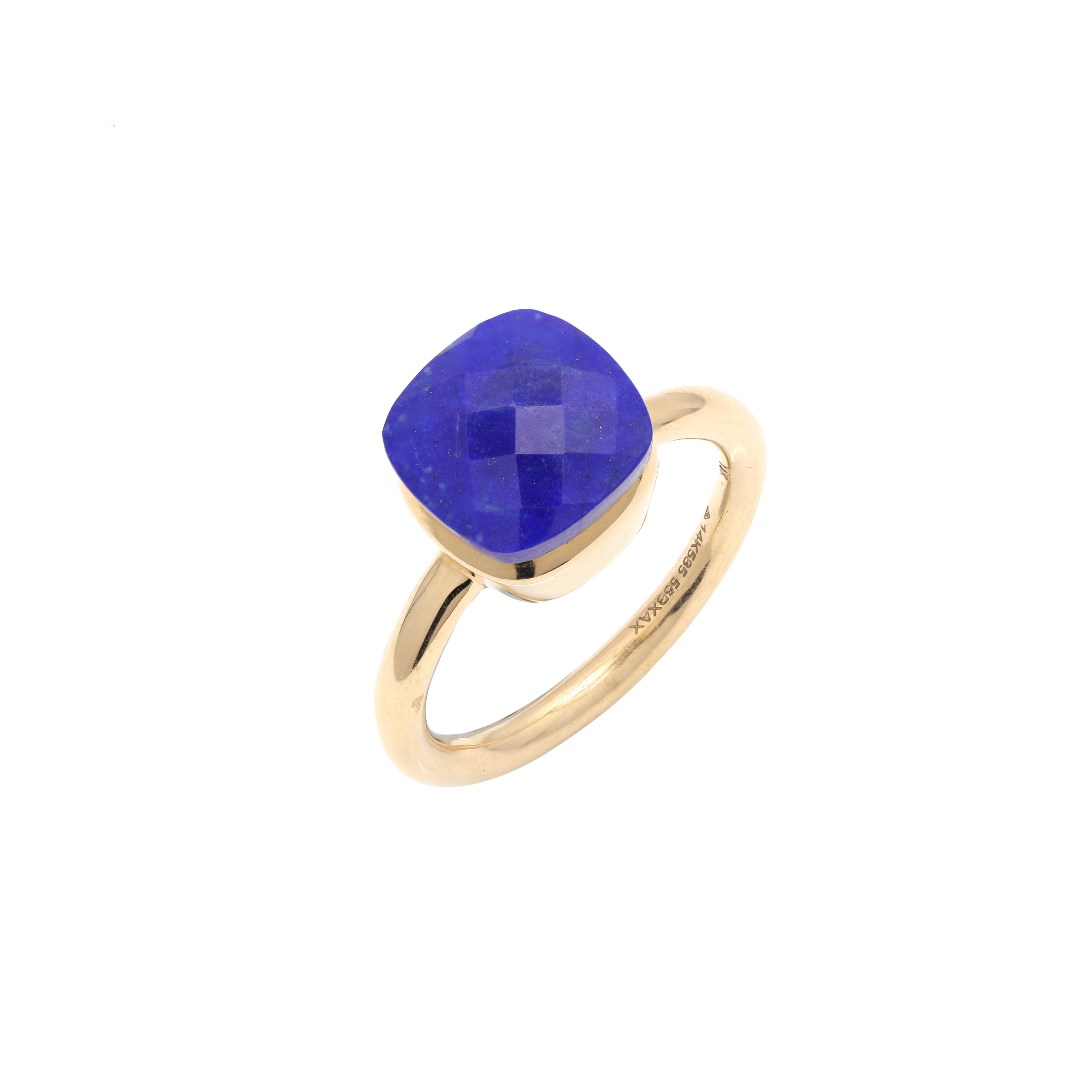 For Sale:  6.9 Carat Cushion Lapis Lazuli Ring in 14k Solid Yellow Gold Mens Jewelry 3
