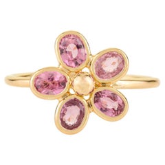 Realizzato in oro giallo 14 carati con zaffiro rosa naturale, anello regalo per le donne
