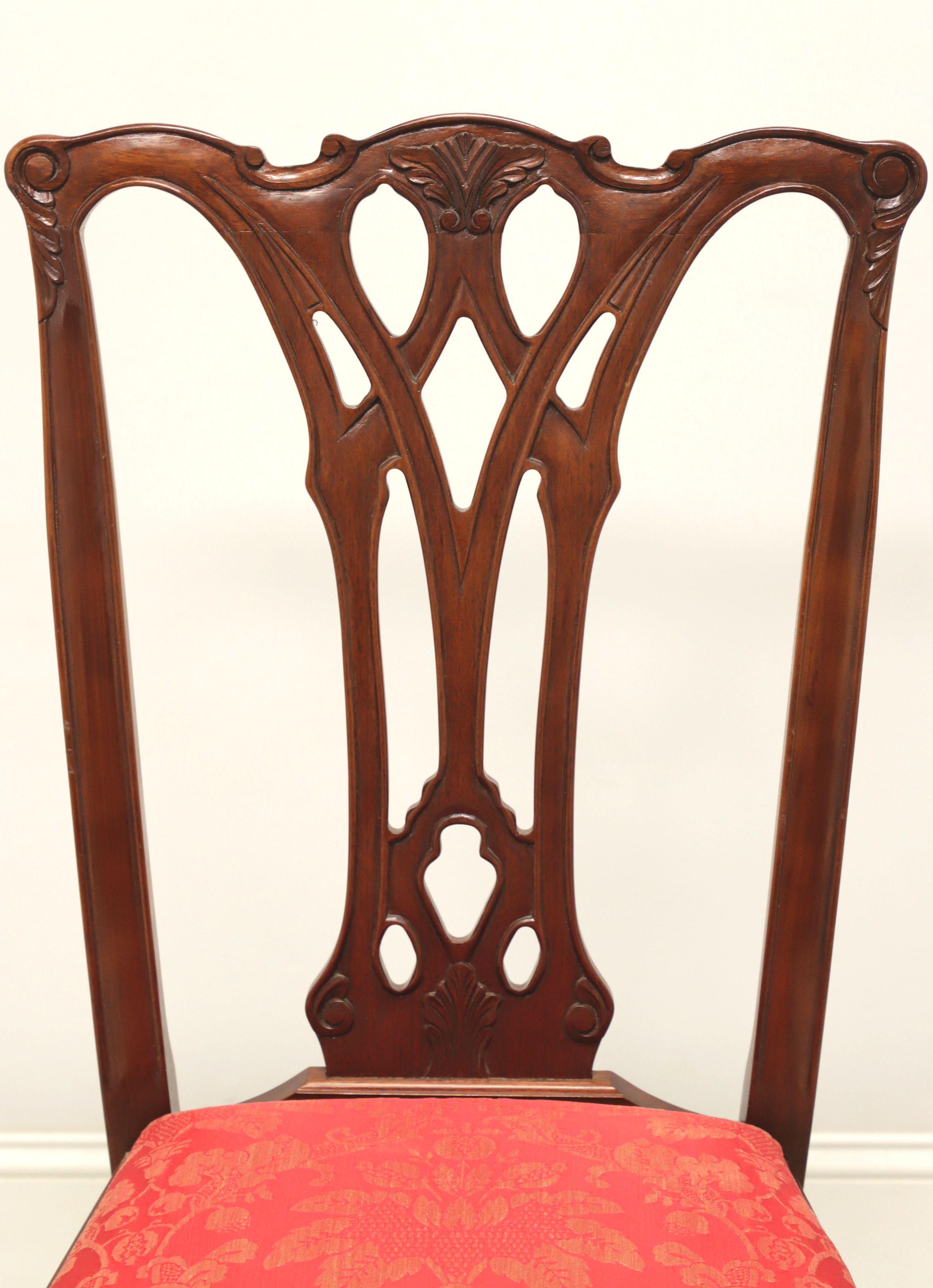 CRAFTIQUE Mahogany Chippendale Ball in Claw Dining Side Chairs - Pair A In Good Condition In Charlotte, NC