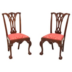 Vintage CRAFTIQUE Mahogany Chippendale Ball in Claw Dining Side Chairs - Pair A