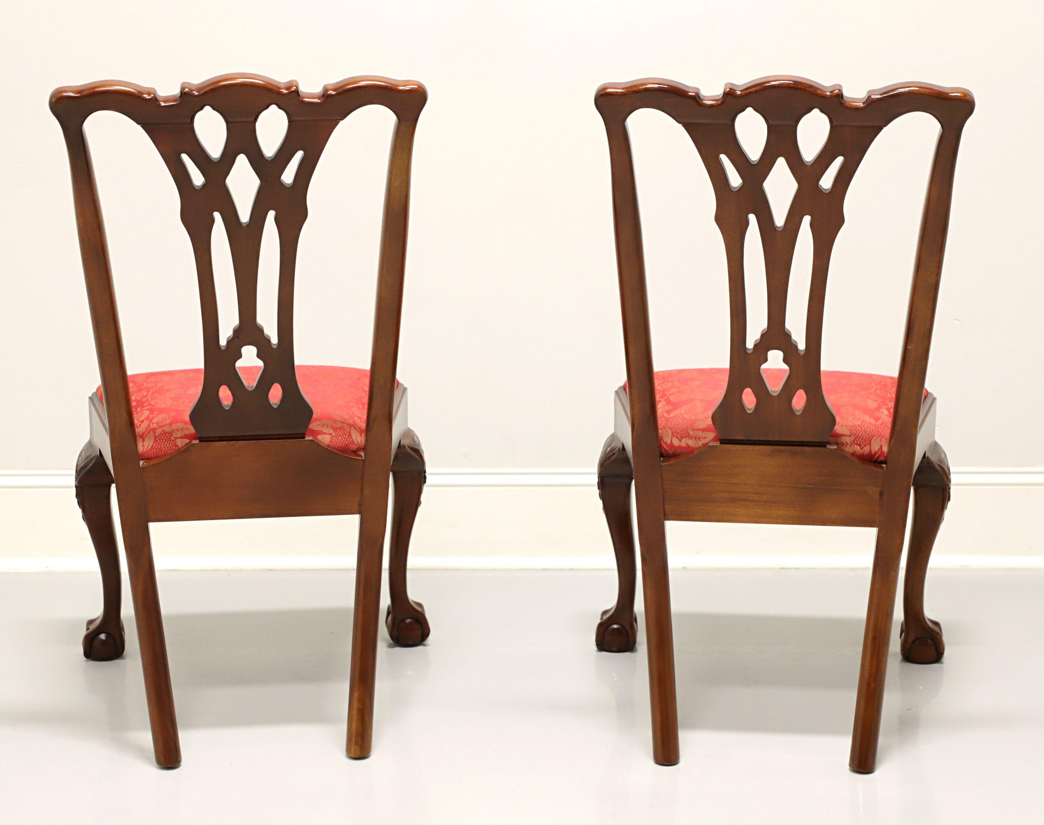CRAFTIQUE Mahogany Chippendale Ball in Claw Dining Side Chairs - Pair B In Good Condition In Charlotte, NC