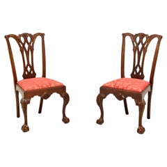Vintage CRAFTIQUE Mahogany Chippendale Ball in Claw Dining Side Chairs - Pair C