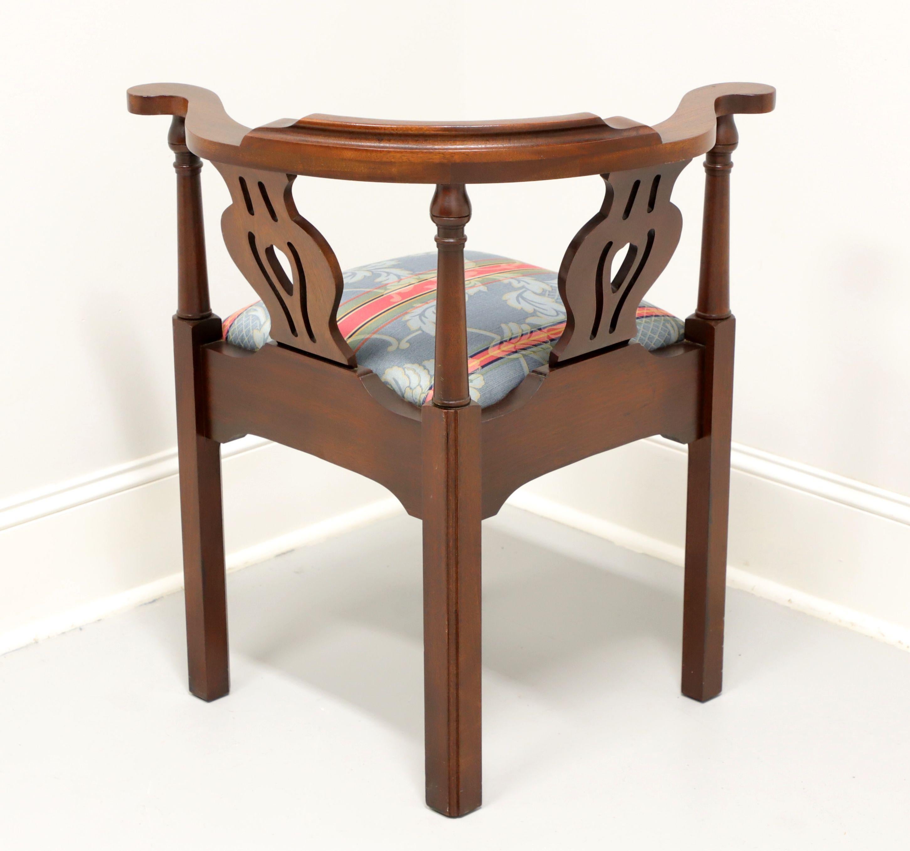CRAFTIQUE Mahogany Chippendale Corner Chair In Good Condition In Charlotte, NC