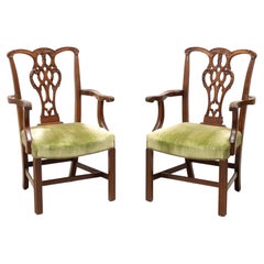 Used CRAFTIQUE Mahogany Chippendale Style Straight Leg Dining Armchairs - Pair