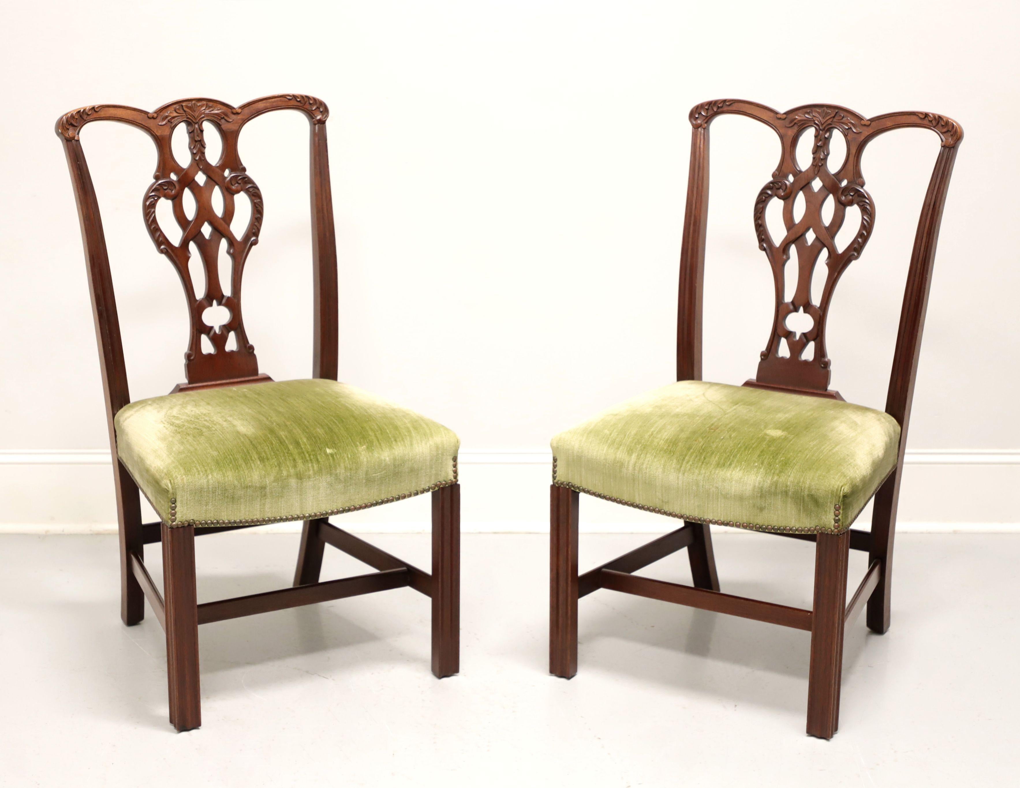 CRAFTIQUE Mahogany Chippendale Style Straight Leg Dining Side Chairs - Pair A 4