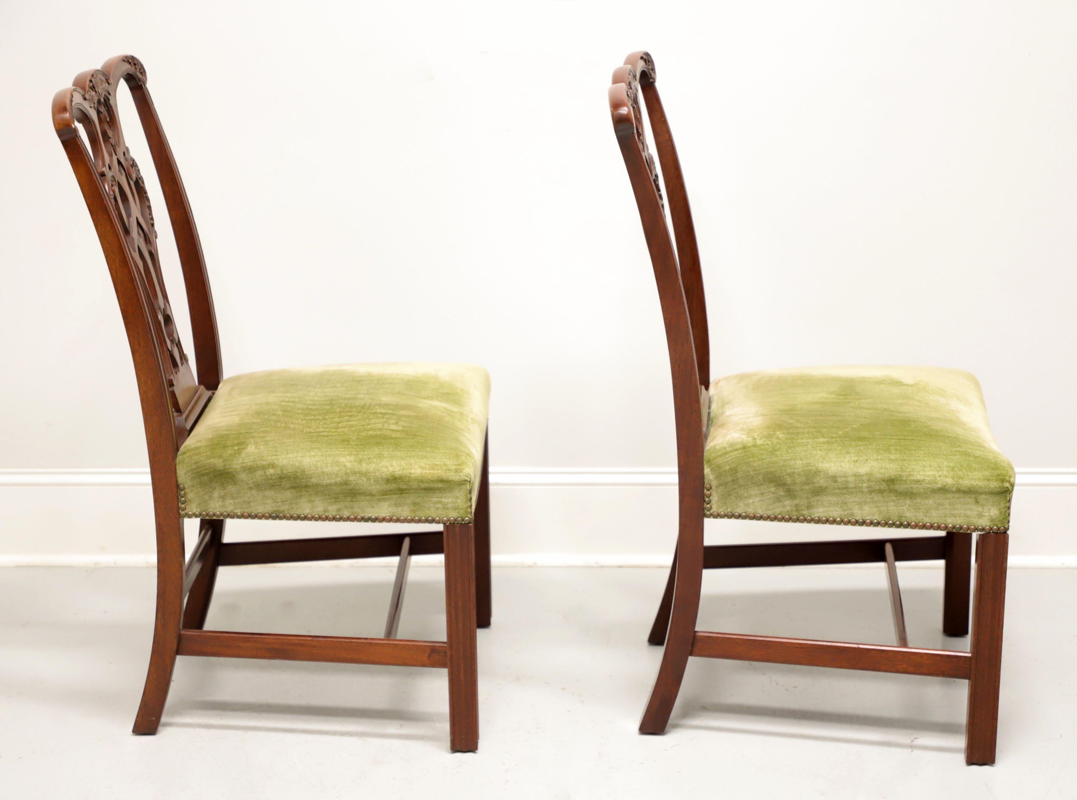CRAFTIQUE Mahogany Chippendale Style Straight Leg Dining Side Chairs - Pair A In Good Condition In Charlotte, NC