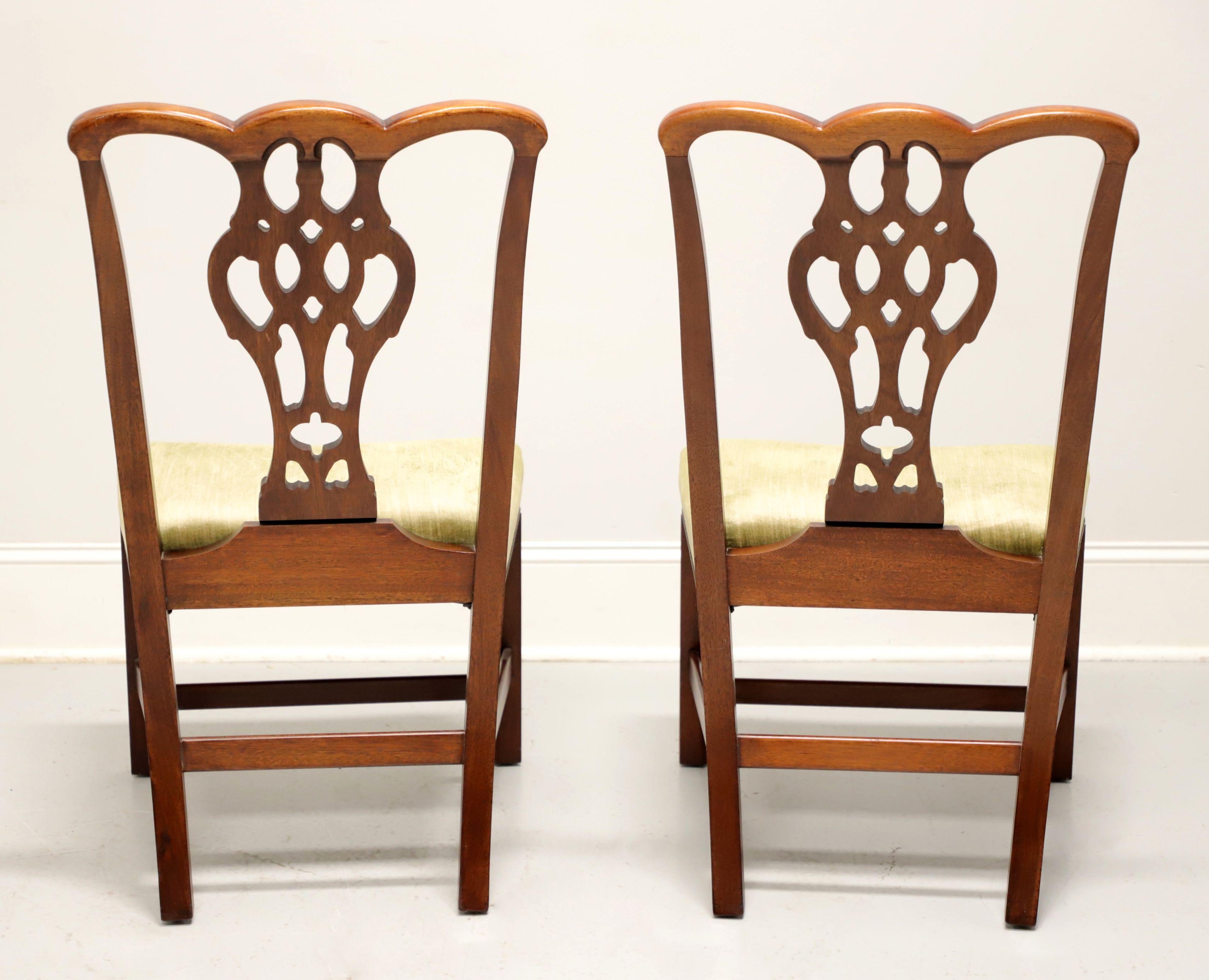 20th Century CRAFTIQUE Mahogany Chippendale Style Straight Leg Dining Side Chairs - Pair A