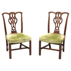 CRAFTIQUE Mahogany Chippendale Style Straight Leg Dining Side Chairs - Pair B